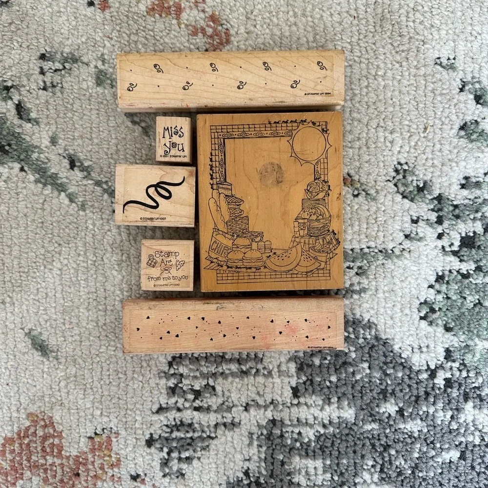 Vintage Wooden Rubber Stamps lot of 6